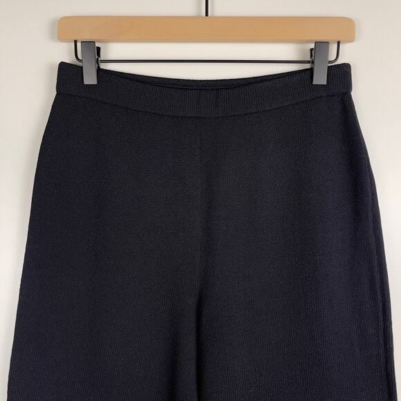 St. John Collection Santana Knit Wide Leg Hight Waist Black Wool Pants Size 4 - Picture 6 of 14